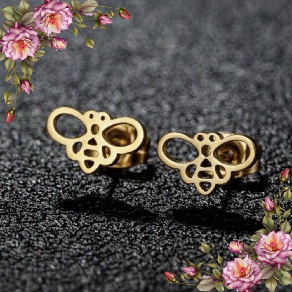 Small Bee Stud Earring Stainless Steel Mini‎ Earrings